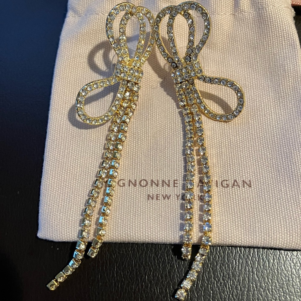 New Gold and Crystal Bow Mignonne Gavigan earrings.